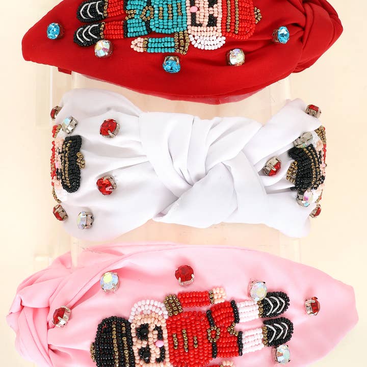 SP Sophia Collection - Wholesale Fashion Headband - Women's - Nutcracker Jeweled Knotted Christmas Headband