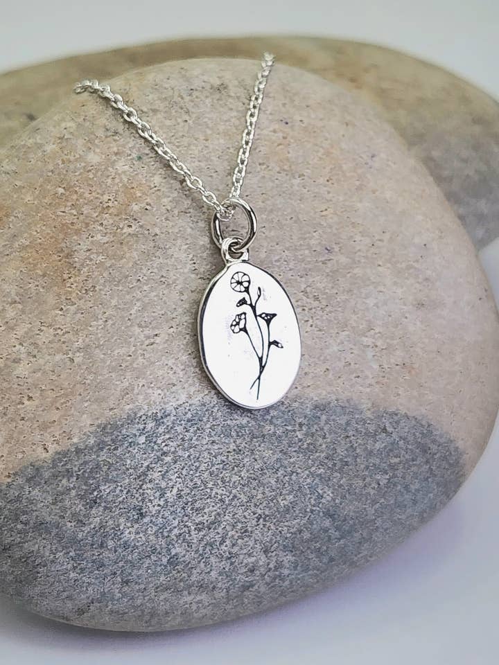 Oktober Fødselsblomst Halskæde i Morgenfrue + Sterlingsølv for engroshandel hos Heart and Lotus Sterling Silver Jewelry