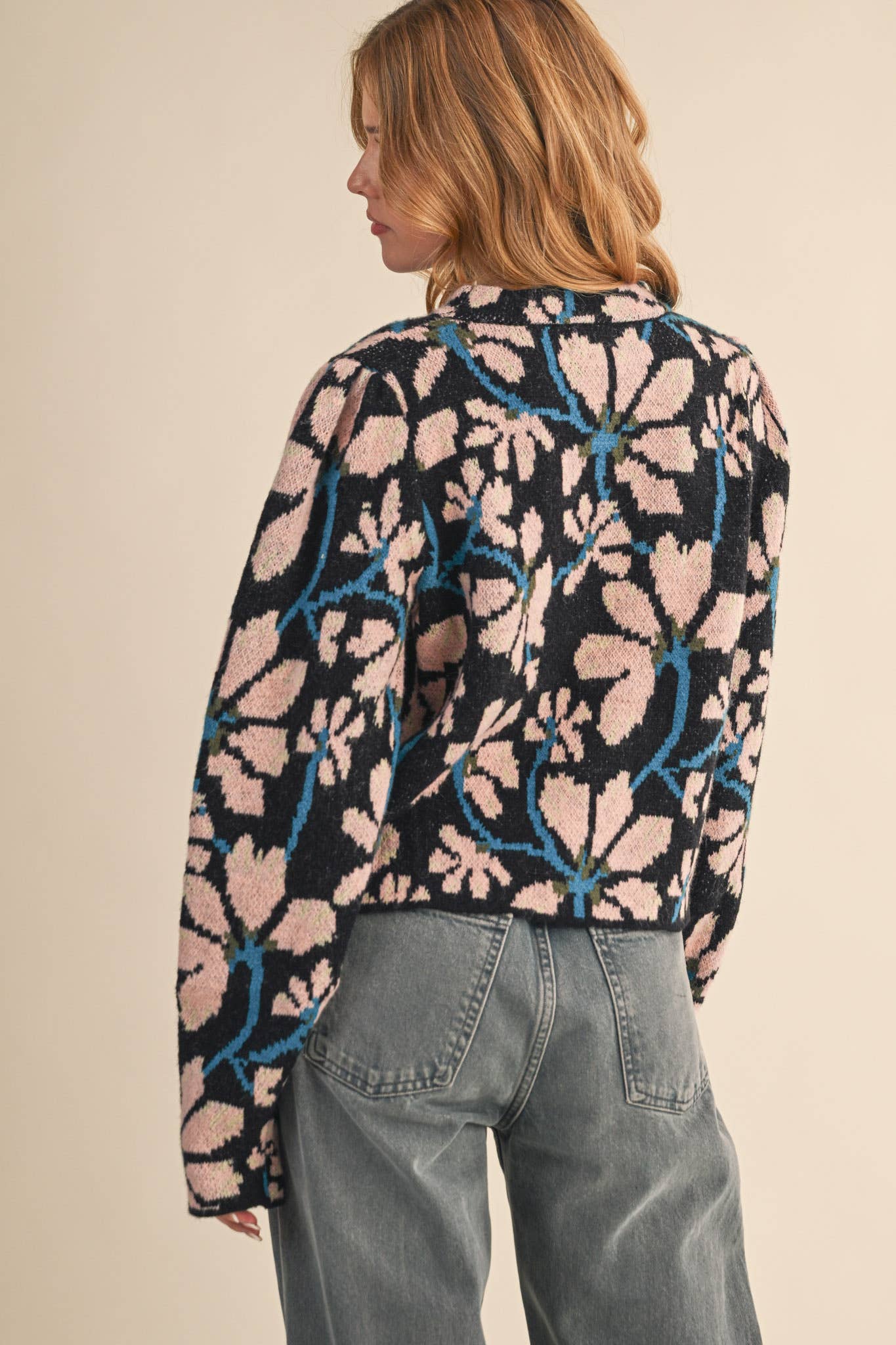 &MERCI - Wholesale Knit Sweater - Women's - FLORAL MOCK NECK SWEATER MSW1110118