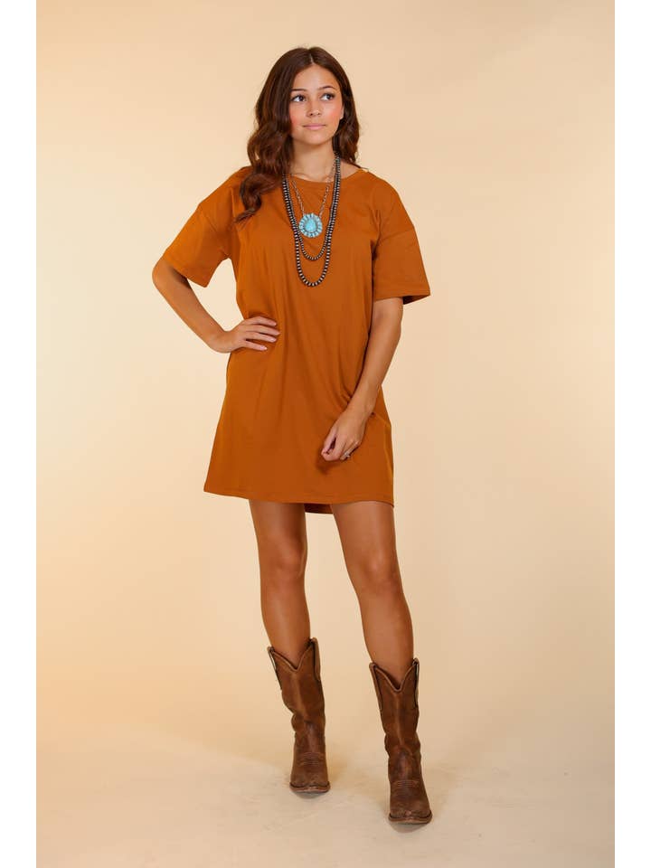 Rust T-shirt Dress for wholesale on Faire