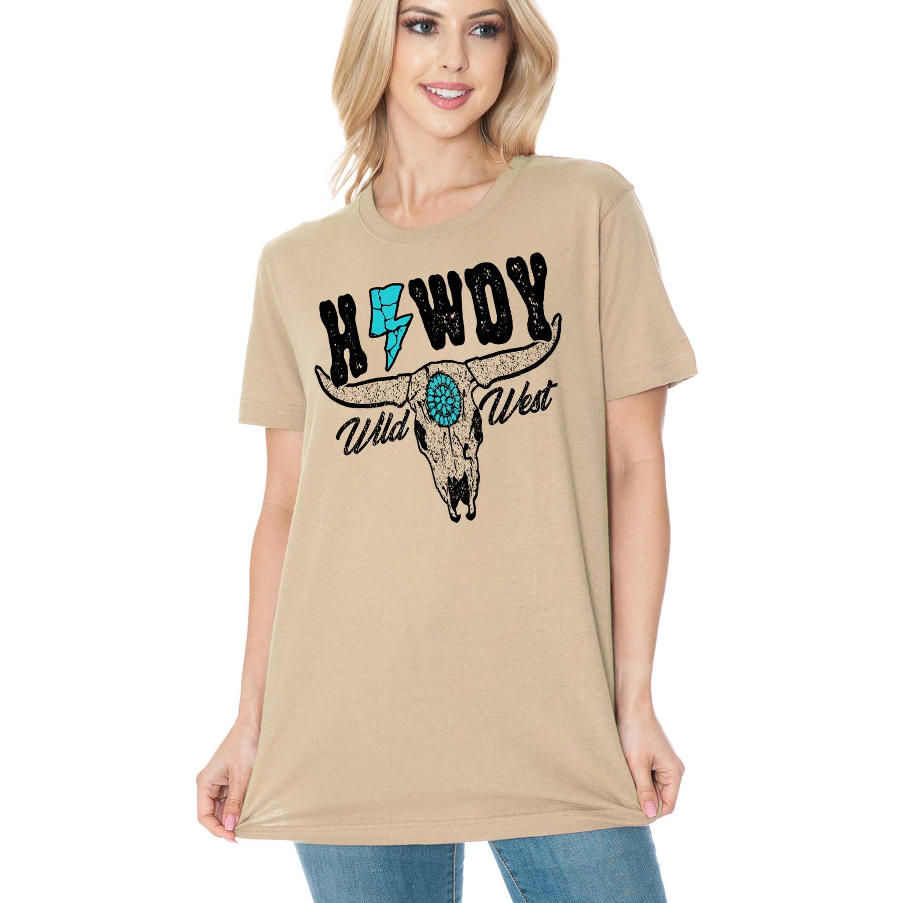 Amused by Blue - Wholesale Screen Printed T-Shirt - Women's - HOWDY WILD WEST5