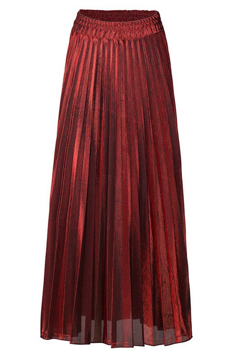 NINEXIS - Wholesale Skirt - Women's - CWBLS00716_PLUS SIZE HIGH WAIST PLEATED MAXI SKIRT GOLD4