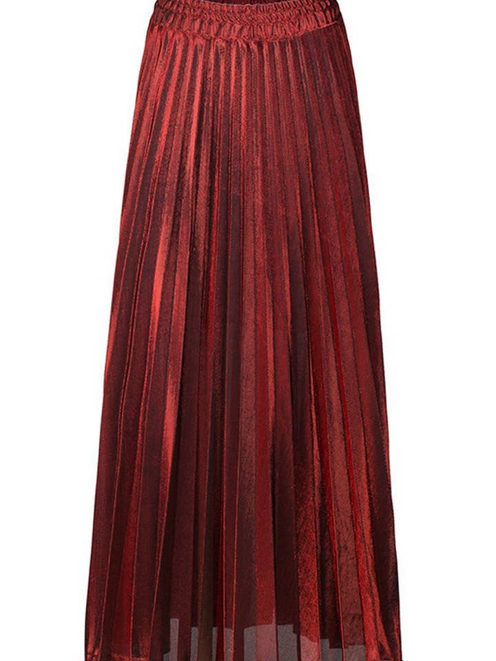 NINEXIS - Wholesale Skirt - Women's - CWBLS00716_PLUS SIZE HIGH WAIST PLEATED MAXI SKIRT GOLD4
