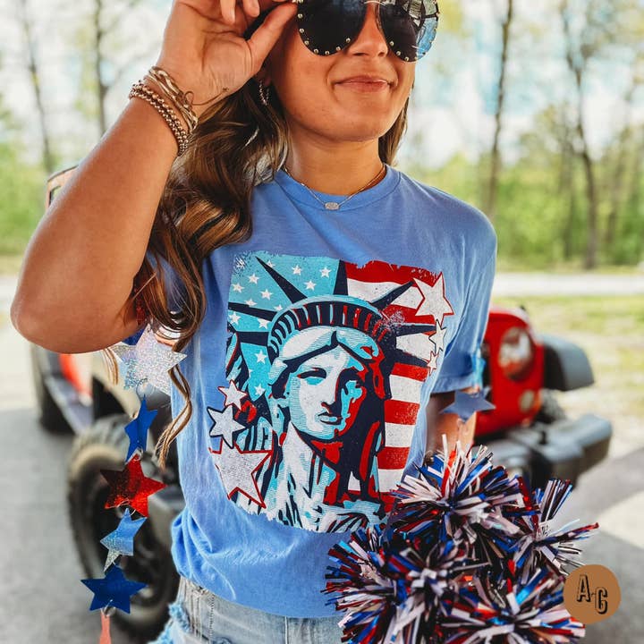 Al + Gray Graphic Tees - Wholesale Screen Printed T-Shirt - Women's - Lady Liberty