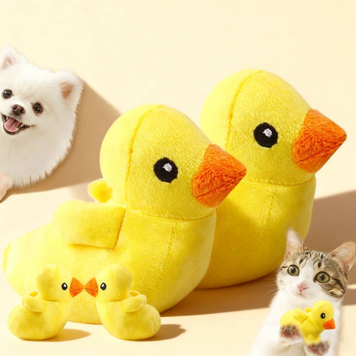 Yellow Plush Squeaky Duck Toy for Dogs and Cats_CWMM10925 for wholesale on Faire1