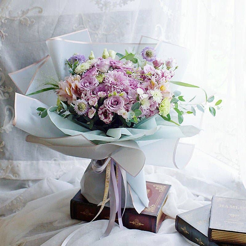 Elegant Design Supply – papel de embrulho por atacado – Papel de Presente Impermeável com Flores e Borda Dourada (20 Folhas por Pacote)25