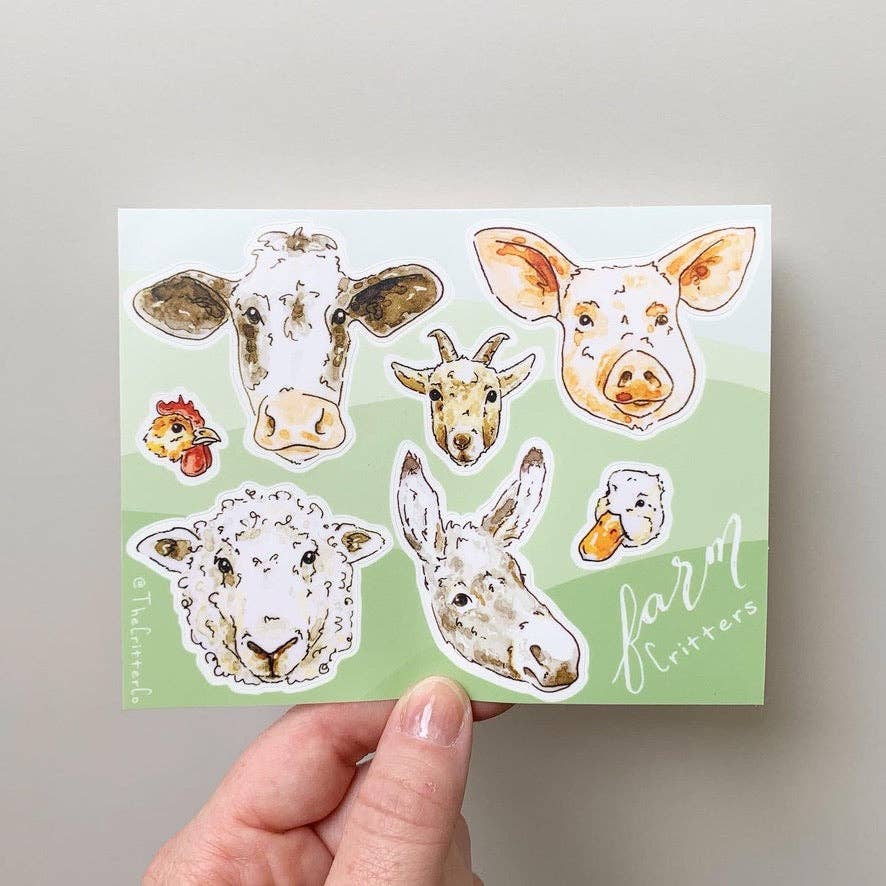 The Critter Co. - Wholesale Sticker - Farm Critter Vinyl Sticker Sheet