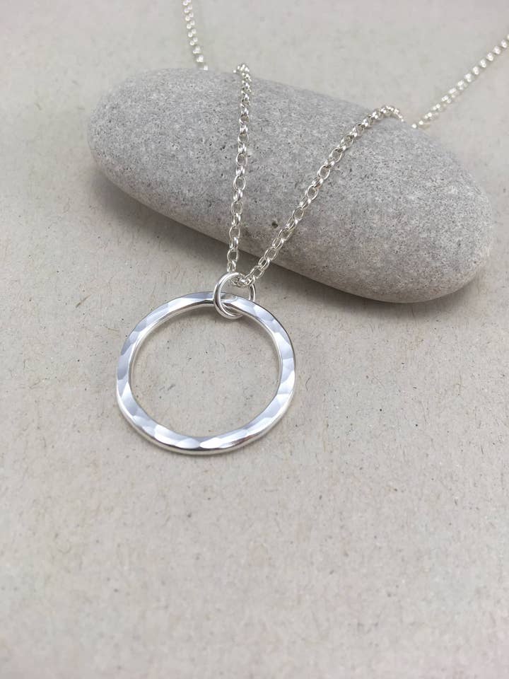 Medium Recycled Sterling Silver Circle Pendant for wholesale by Matt Brewer Jewellery