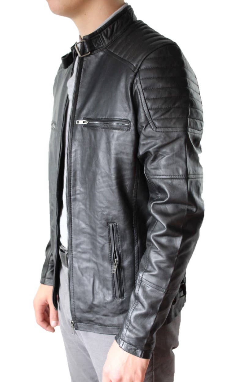 Urban 5884 Amsterdam | Leather jackets – wholesale Motorcykeljacka - Herr – Urban 5884 Ralph bikerjacka i lammskinn för herr i denimstil13