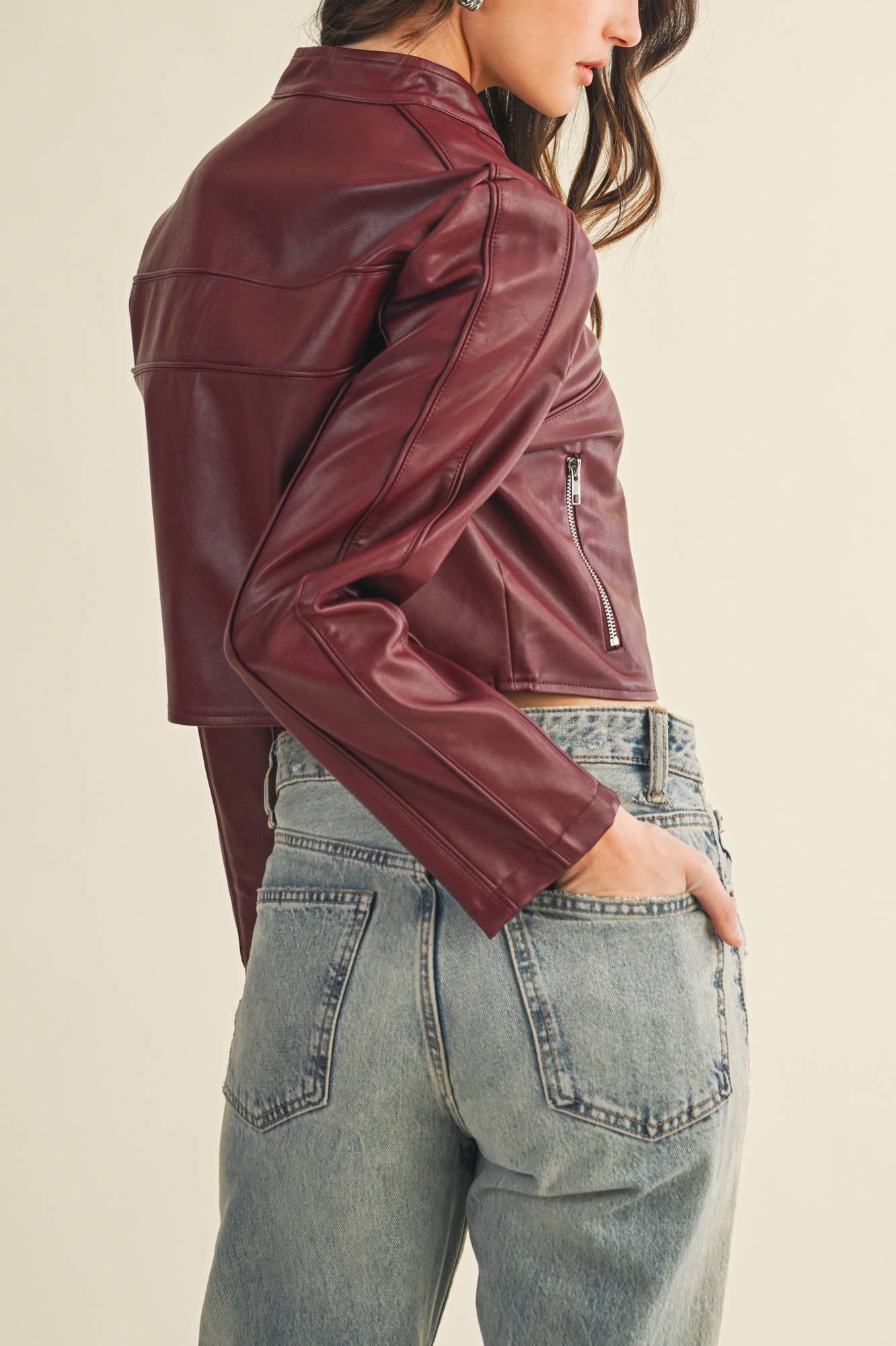 Mustard Seed - Vente Veste en cuir – femme - VESTE EN CUIR À FERMETURE ÉCLAIR11