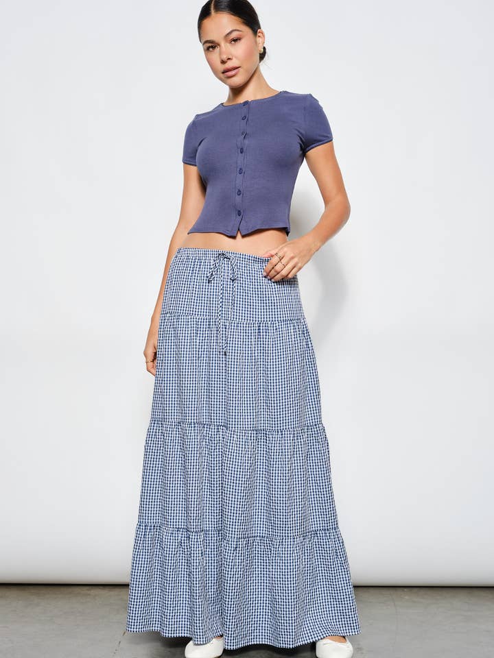 HENLEY GINGHAM STUFEN-MAXIROCK für den Großhandel von Pretty Garbage