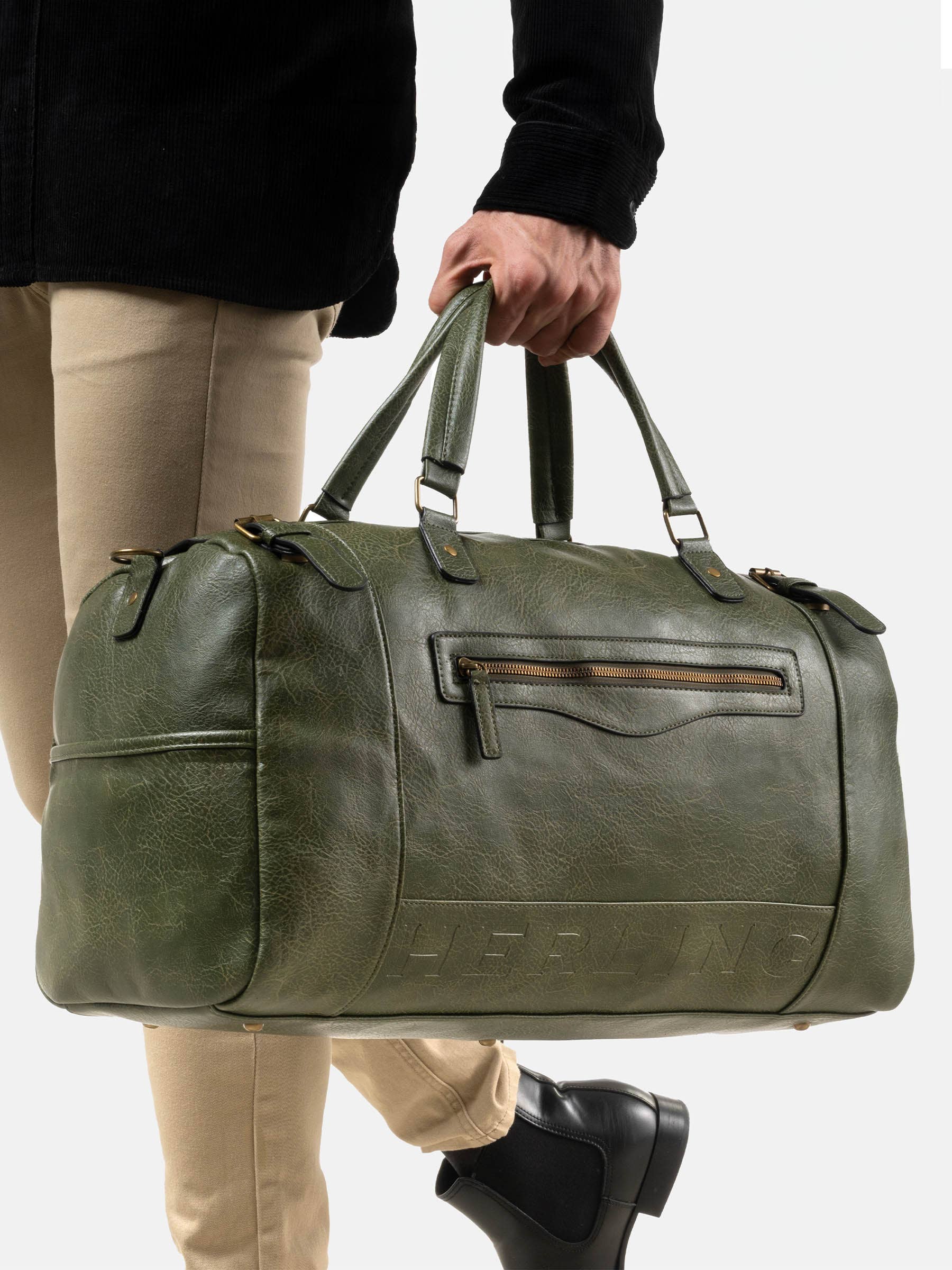 Herling – Saco de viagem - Unissexo por atacado – Herling - Bolsa de viagem vintage grande em couro PU19