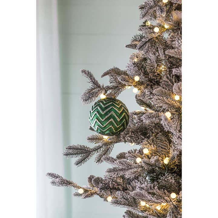 A&B Home Group Inc. - Wholesale Ornament - D5x5.5" Mercury Glass Chevron Pattern Ball Ornament - Green2