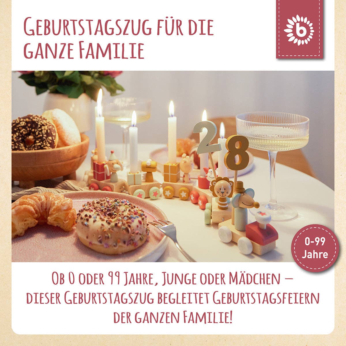 Bieco Spielwaren - Wholesale Toy Set - Kids - Birthday Train Wood Berry 0-99 Years4