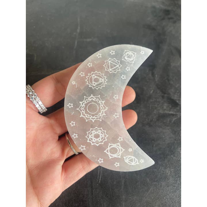 10cm Maan Oplaadplaat Geëtst Chakra voor wholesale door Casablanca Exports