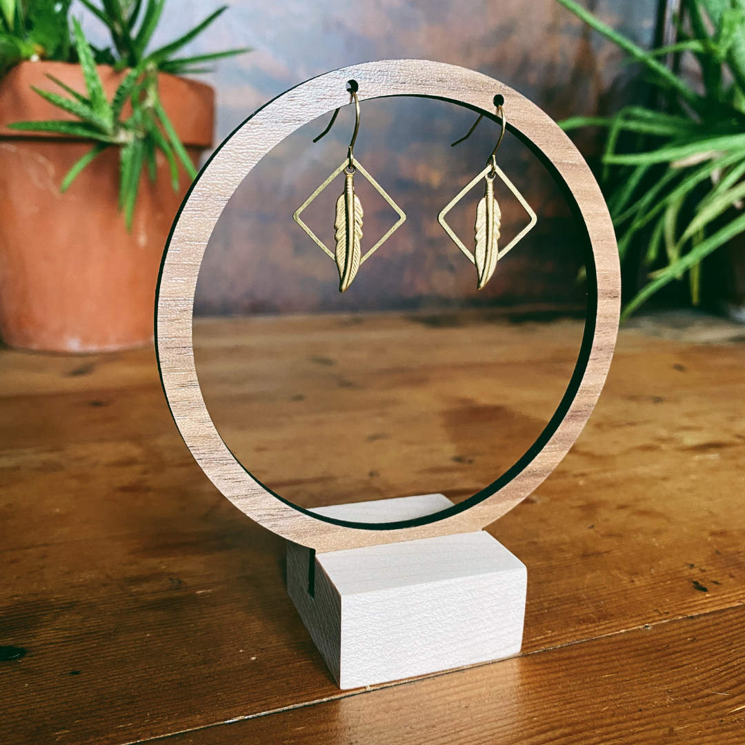 Seeds - Wholesale Dangle Earrings - Waconia Earrings | Brass Charms Flower Feather Bird Crescent3