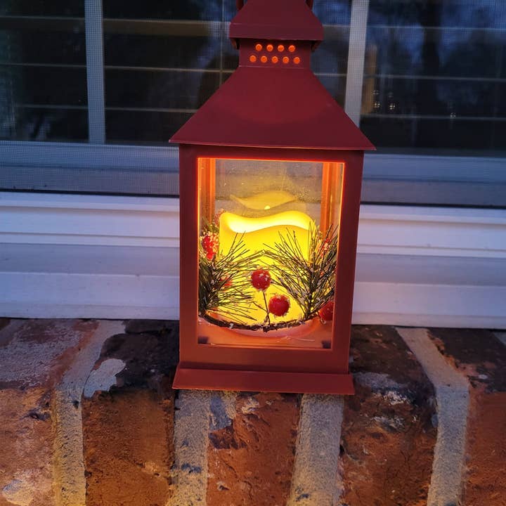 Green Pastures Wholesale - Vendita all'ingrosso Lanterne - Lanterna rossa con una o tre candele LED tremolanti