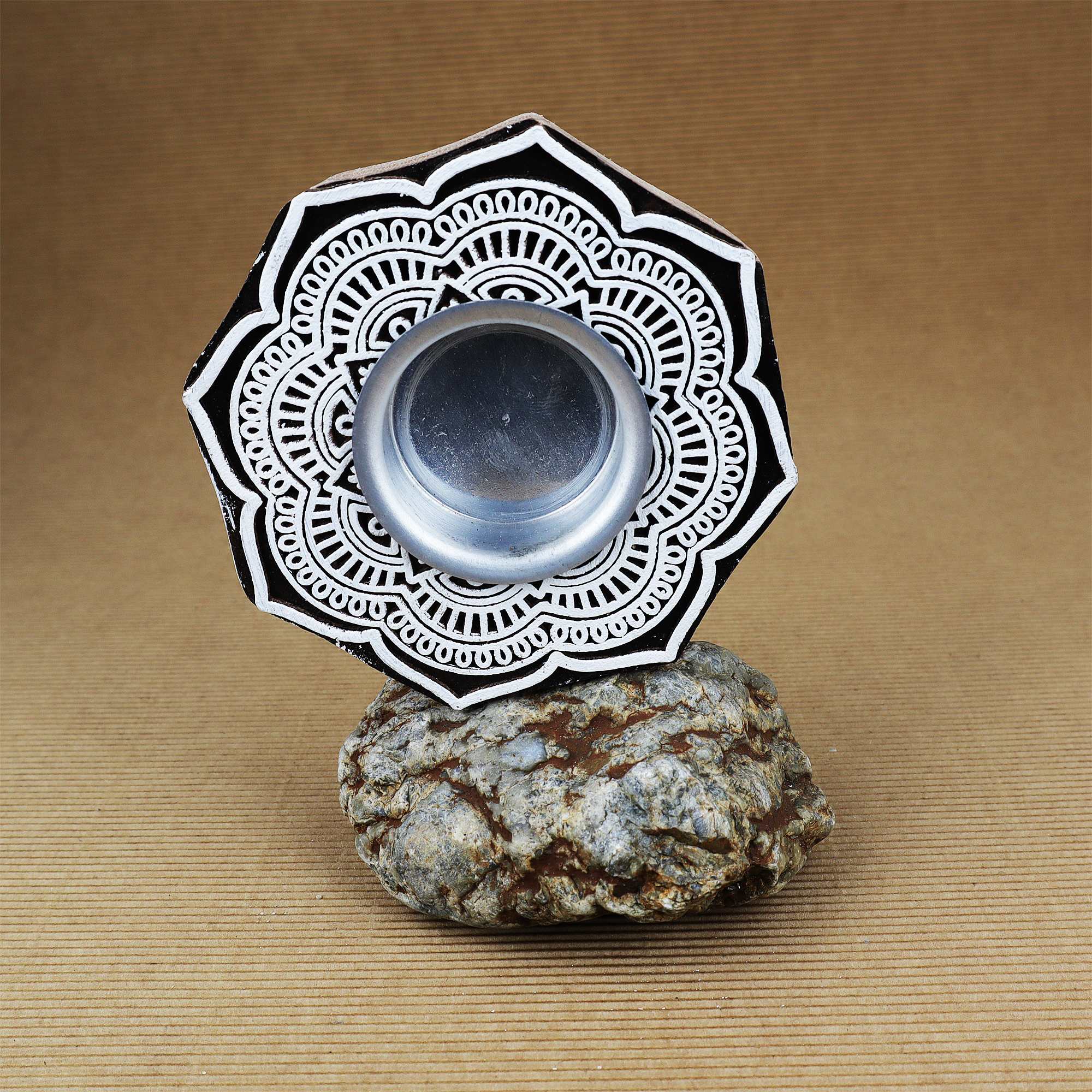 Tribal Trade GmbH - Wholesale Candle Holder - Tealight holder wood rosette large flower candle holder2