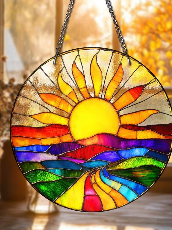 Colorful Sunrise Suncatcher, Vibrant Landscape Ornament and other Purchase Wholesale sunset. Free Returns & Net 60 Terms on Faire trending on Faire.
