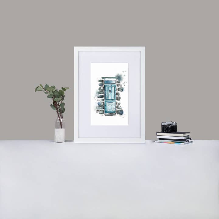 The Lucky Door - French Watercolor - Matte Paper Framed Poster With Mat for wholesale by The Shamal