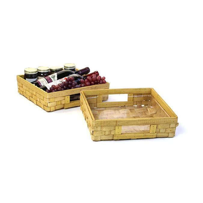 Buhi Imports - Wholesale Decorative Tray -  12" WOODCHIP SQ SLAT TRAY MED2