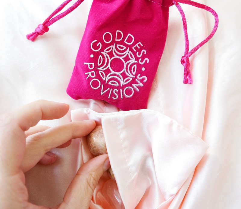 Goddess Provisions - Wholesale Bedding Pillowcase/Sham - Crystal Dreams Pillowcase, Cosmic Sleep Moon Pink Vegan Silk12