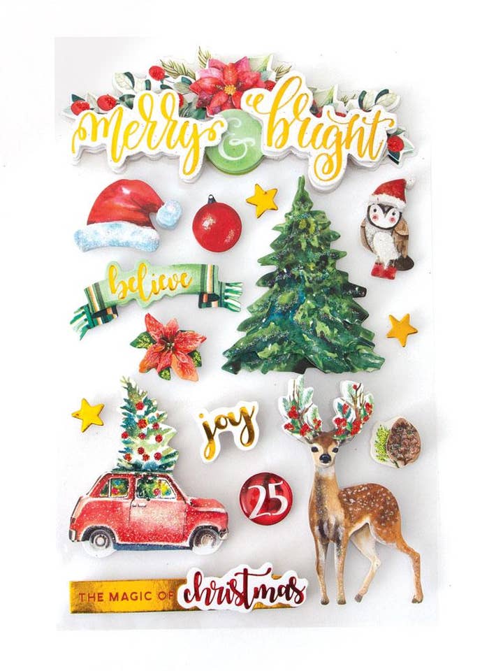 Merry & Bright II 3D-sticker voor wholesale door Paper House Productions