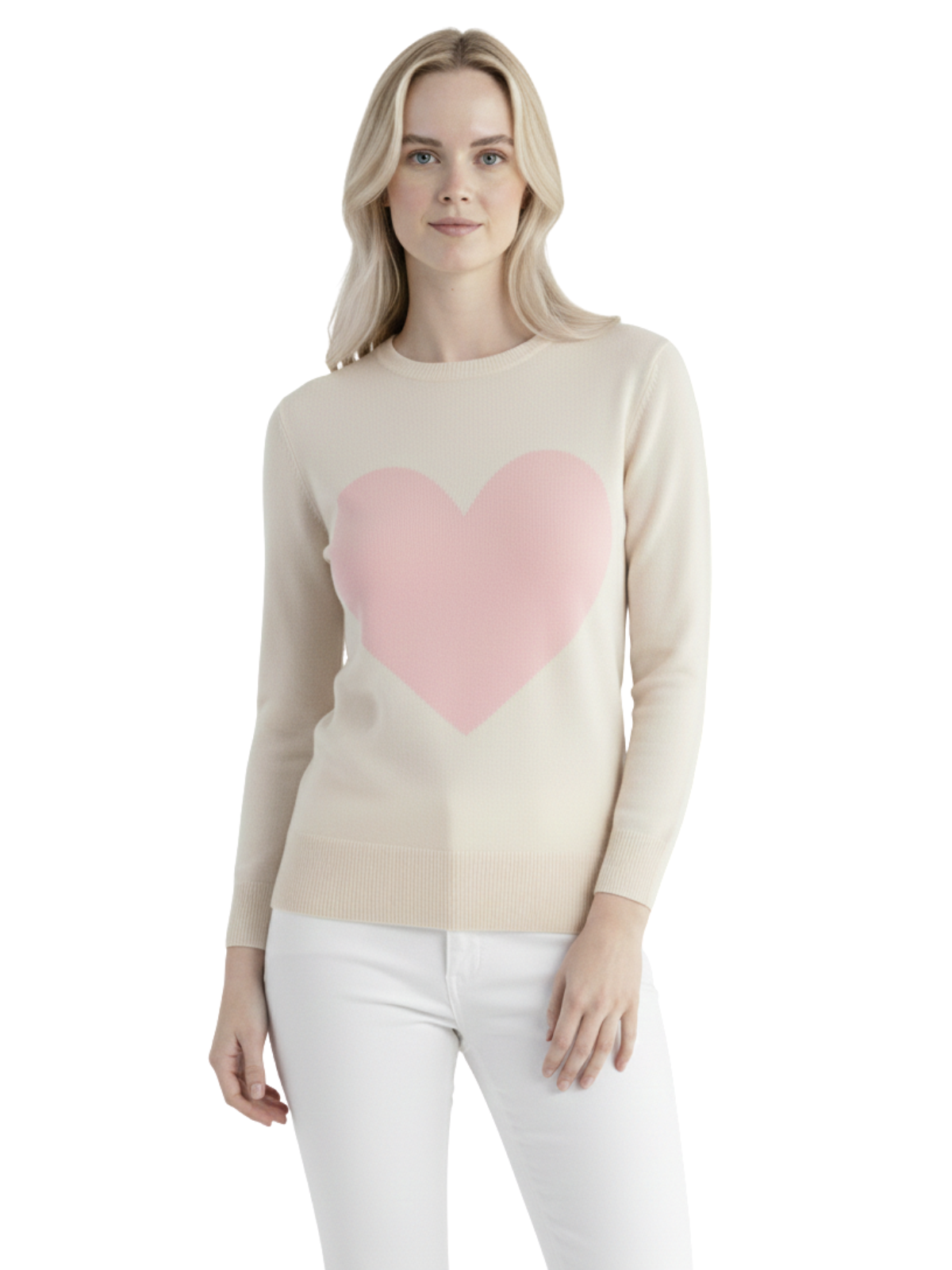 Mak - Vente Pull en maille – femme - Pull à col rond en chenille à manches 3/4 en forme de cœur MK359511