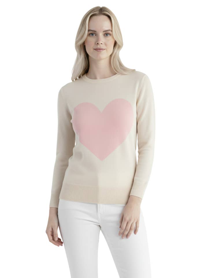 Mak - Vente Pull en maille – femme - Pull à col rond en chenille à manches 3/4 en forme de cœur MK359511