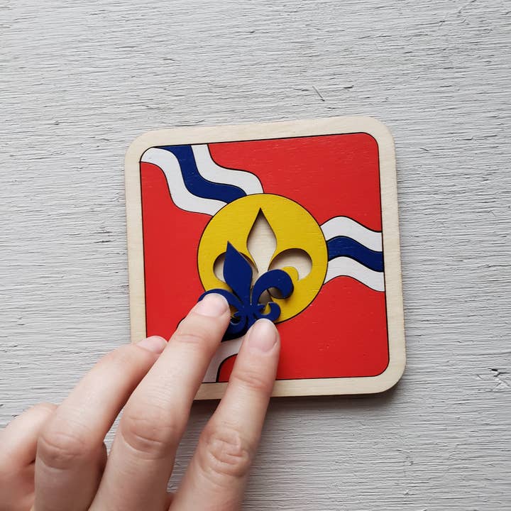 Rose and Peddle - Wholesale Puzzle - Kids - Saint Louis Flag Puzzle Coaster3