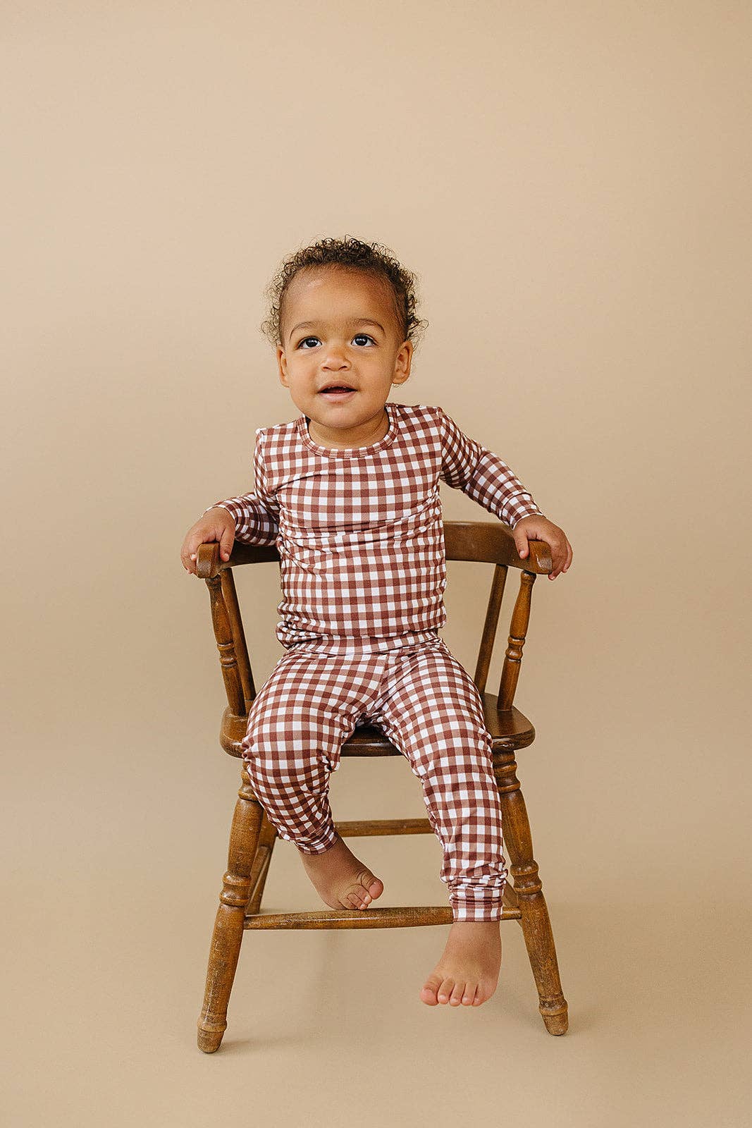 Lucky Panda Kids - Wholesale Lounge Set - Kids - Bamboo Two Piece Set | Chocolate Gingham5