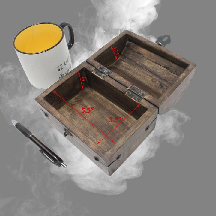 Magnifique Hearts - Wholesale Decorative box - Rustic Wooden Treasure Chest Box – 6.5" Pirate Storage5