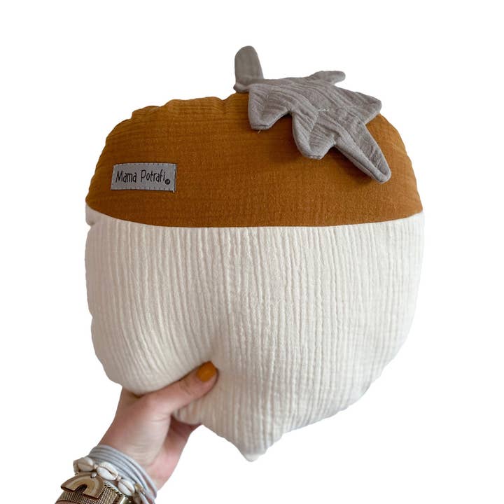 Acorn-shaped pillow | muslin pillow | caramel cushion | for wholesale by Mama Potrafi