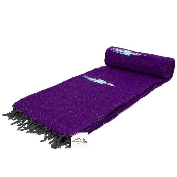 West Path - Wholesale Throw Blanket - Purple Thunderbird Mexican Blanket Baja Yoga Throw Prop
