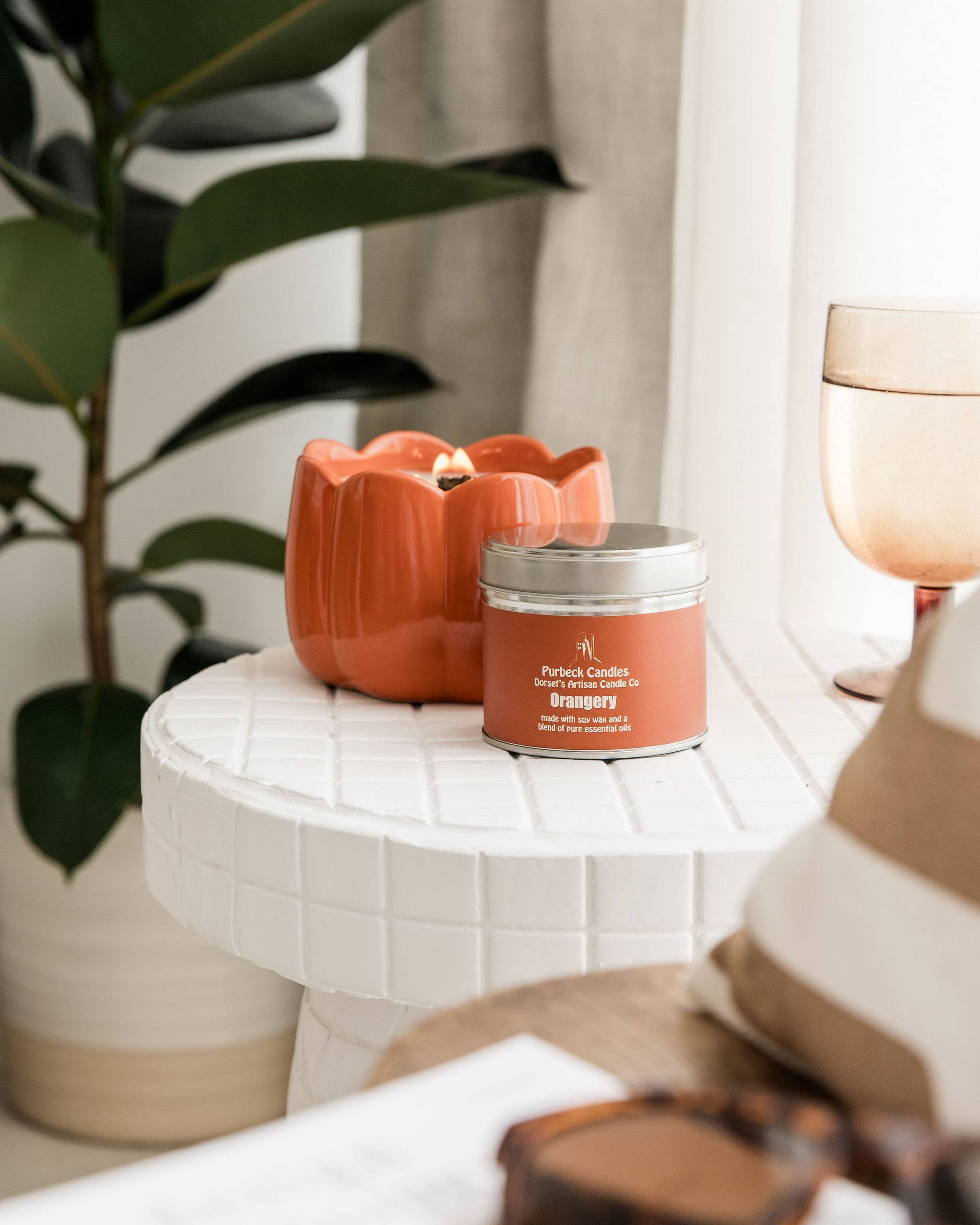 Purbeck Candles – wholesale Travel candles – Signature Range Candle in a Tin - Orangery