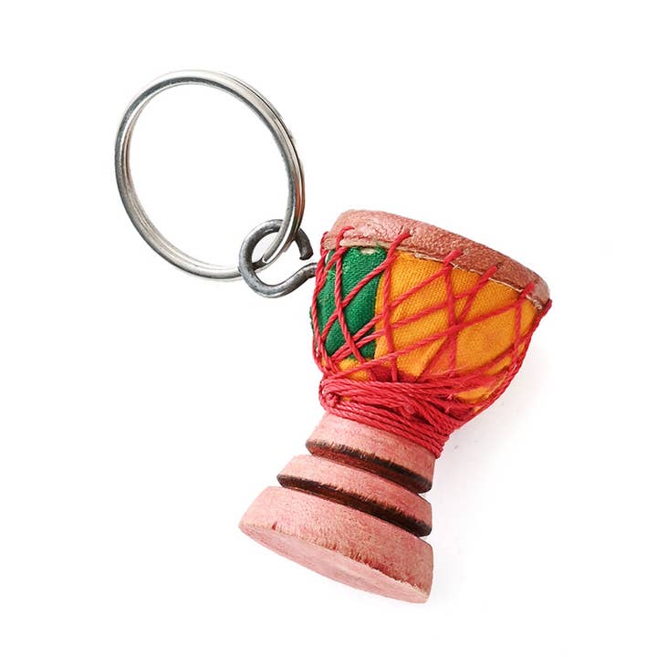 African Modern - Wholesale Keychain - Unisex - Tiny Wooden Djembe Drum Key Ring0