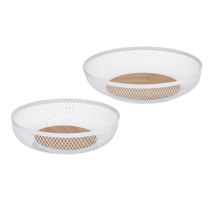 Ensemble de 2 paniers de rangement en maille Olsen blanc pour la vente par Ladelle Group