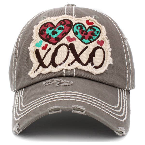 XOXO Washed Vintage Ball Cap for wholesale by SOPHIA WHOLESALE
