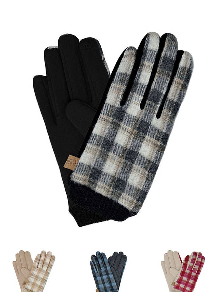 Classic Plaid And Check Touch Gloves for wholesale by Hana
