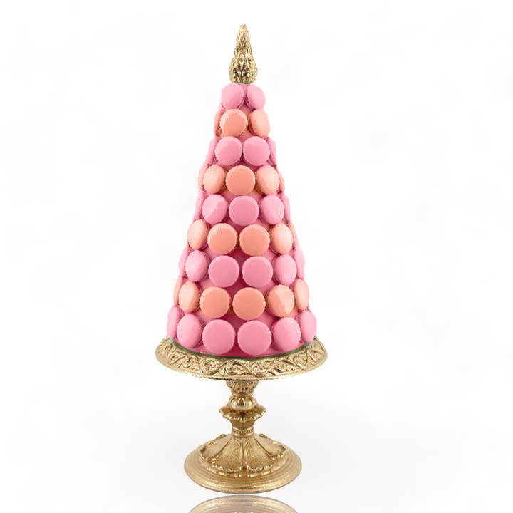 December Diamonds - Wholesale Decorative Tabletop Object - 18in Pink/Orange Macaron Tree