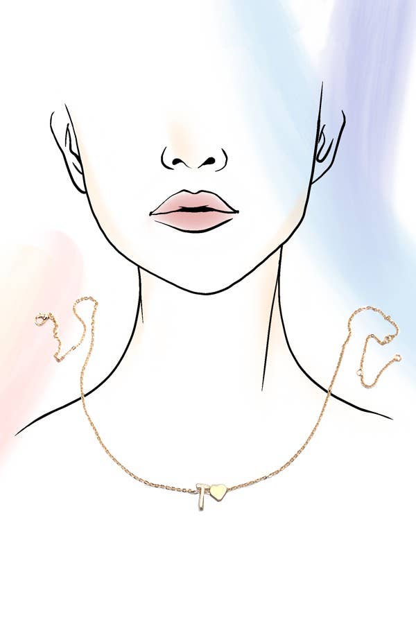 JOSSLYN by wall to wall - Wholesale Pendant/Charm Necklace - BRASS MONOGRAM INITIAL HEART CHARM NECKLACE | 80N15013