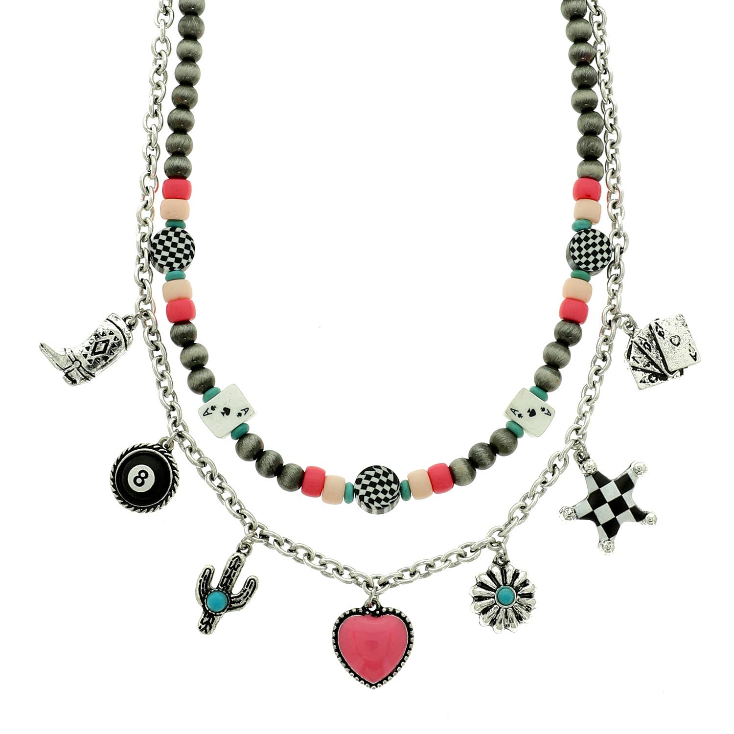 SP Sophia Collection - Wholesale Pendant/Charm Necklace - Western Navajo Theme Multi Charm Necklace 1