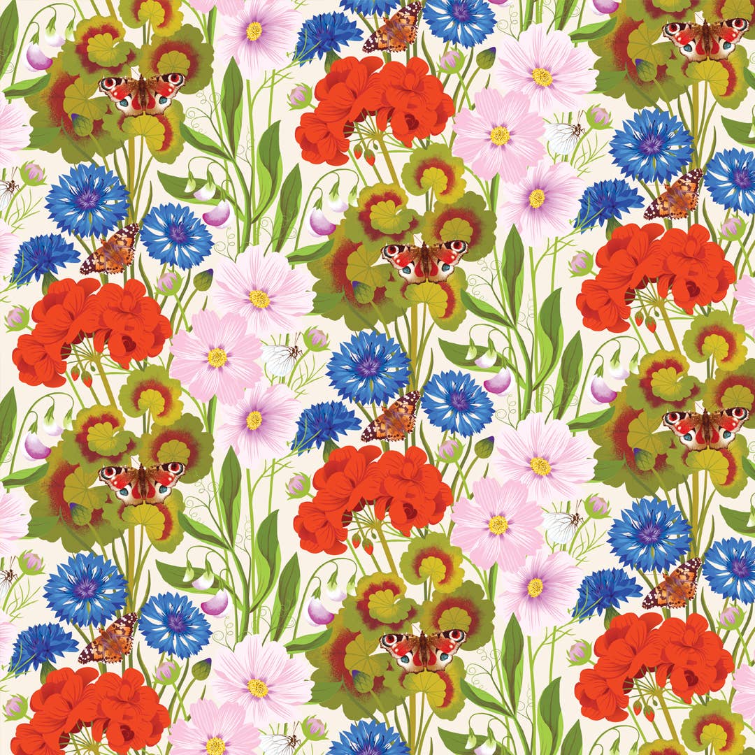 Printer Johnson Ltd - Wholesale Flat Wrap - Summer Floral | Gift Wrap, wrapping paper | Garden, wildlife1