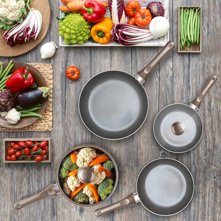 Moss & Stone - Wholesale Cookware set - 6 Piece Nonstick Cookware Set, Pots And Pans Set Non stick With Glass Lid, Induction Cookware, Stay-Cool Handles, PTFE/PFOA (6 Pcs Dark Grey)7