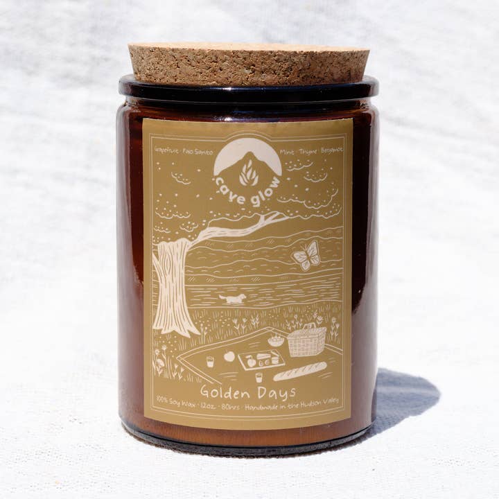 Golden Days 12oz Soy Candle for wholesale by Cave Glow Studio