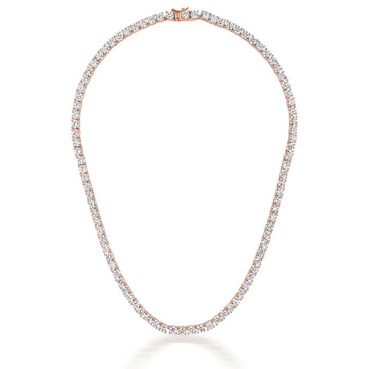 C.Z. SS 4mm runda stift Tennis halsband (2037-OSE) för wholesale av Genevive