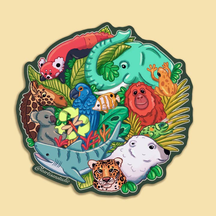 Dyreliv Dyr Klistermærke BIODIVERSITET for engroshandel hos Cappy Trails