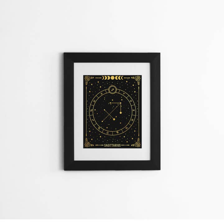 Sagittarius Zodiac Gold Foil Print for wholesale by Ren Butler Design