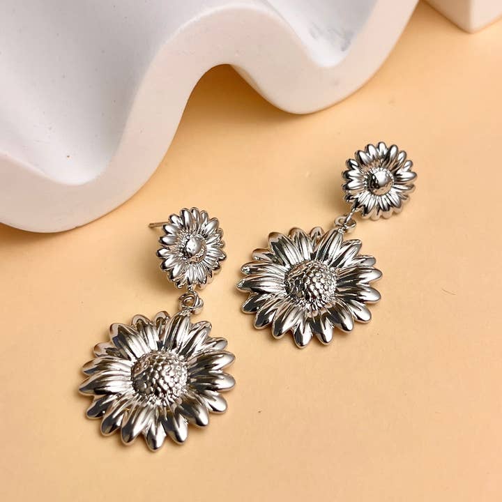 COSMOS - Wholesale Dangle Earrings - Stainless steel flower drop earring