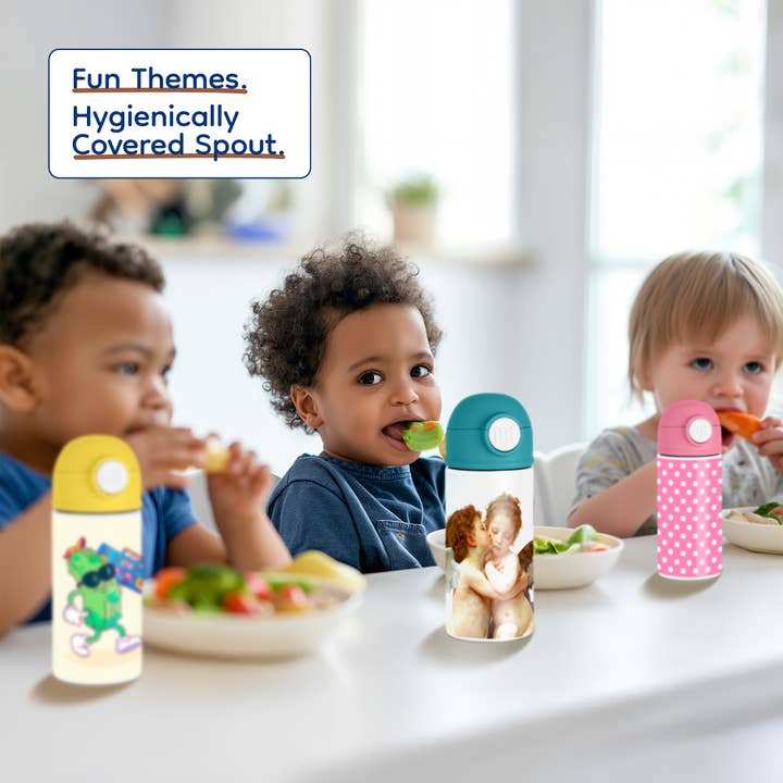 3dRose - Wholesale Water bottle - 3dRose, Cupid and Psyche as Children 1890 - L Amour enfants - Bouguereau - baby angel cherubs kiss - classic, Kids Water Bottle4